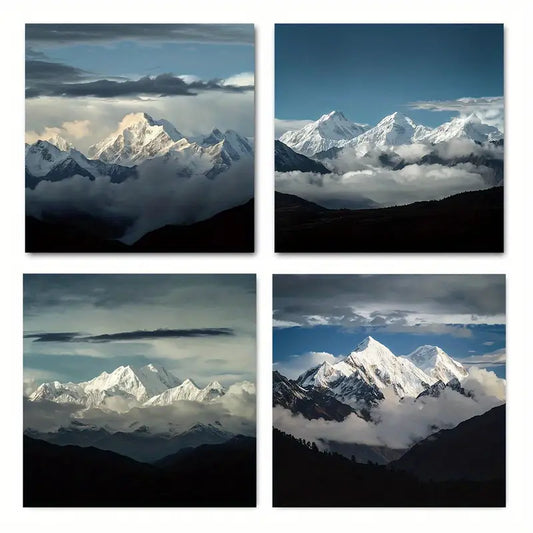4pcs Himalayan Mountain Canvas Wall Art Canvas Framed