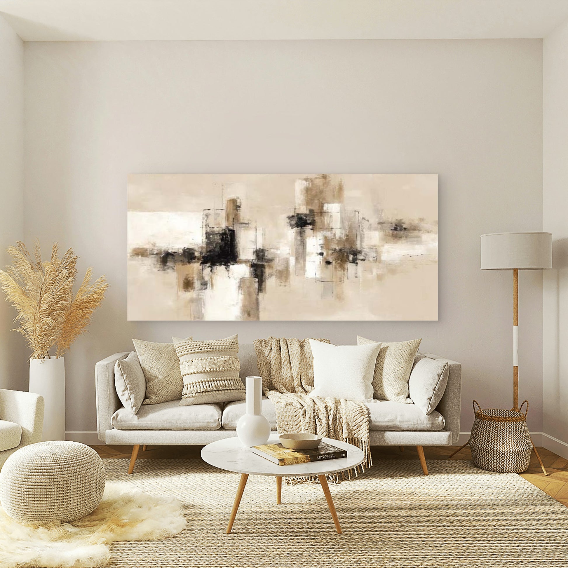 Modern Abstract Geometric Wall Art Canvas Office Home Room Framed 120x60cm - Bella Home Decor