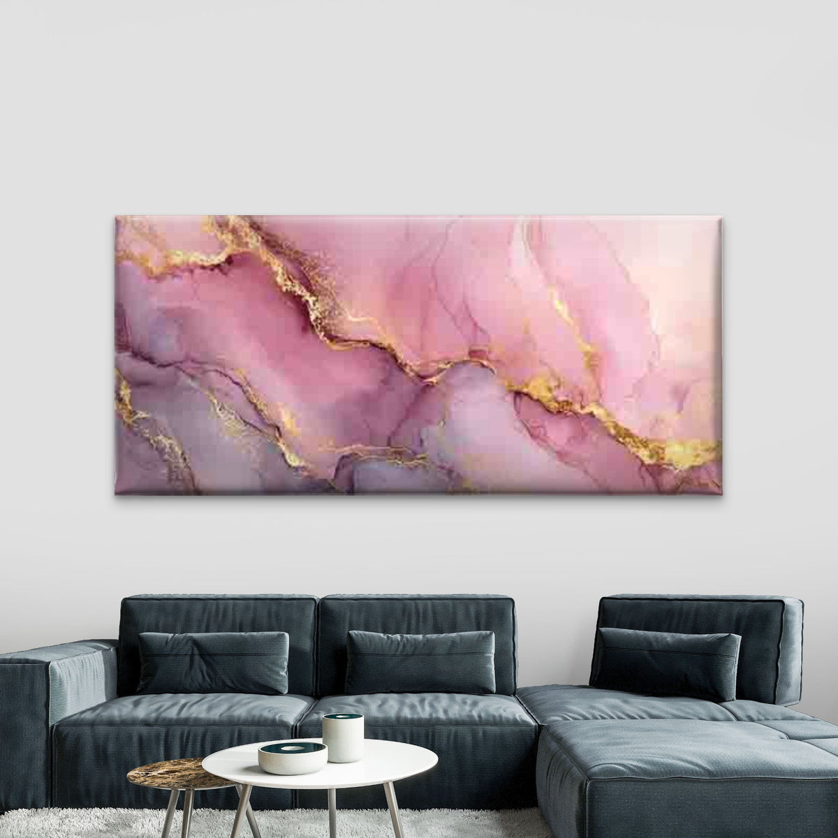 Pink Purple Watercolor Abstract Wall Art Canvas Office Home Room Framed 120x60cm
