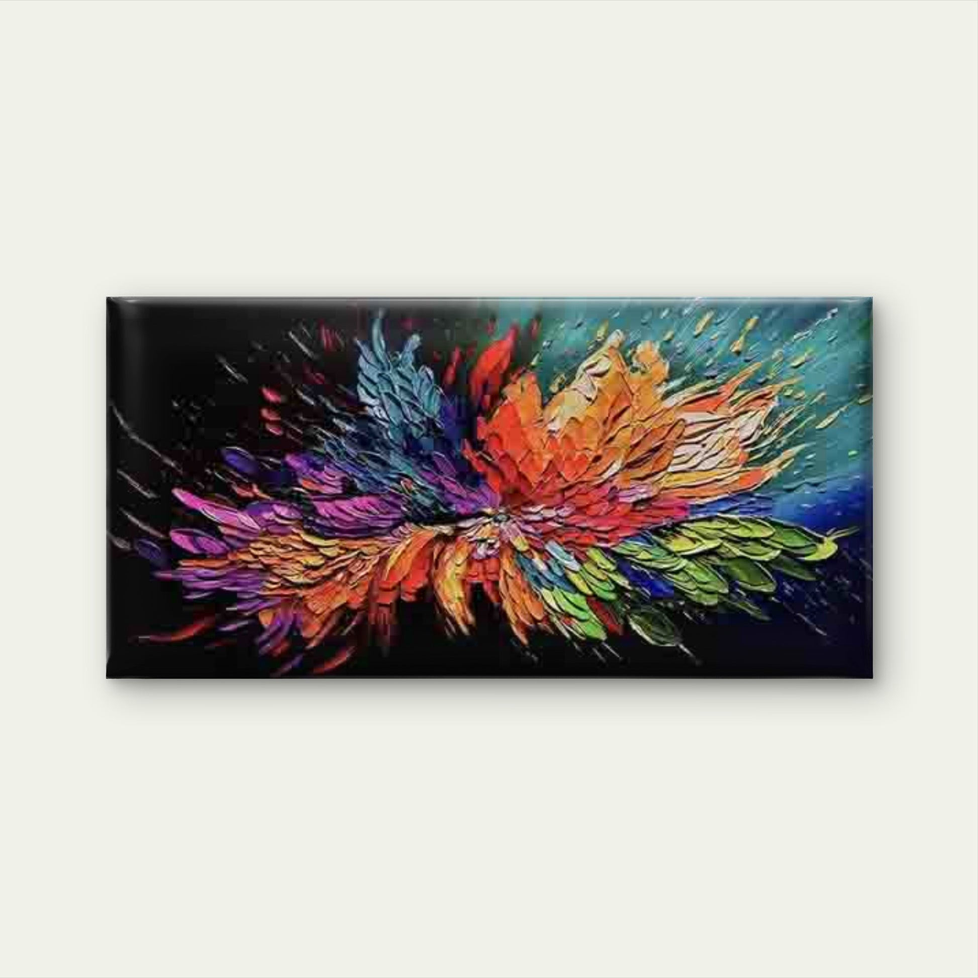 Abstract Images Feathers Wall Art Canvas Office Home Room Framed 120x60cm - Bella Home Decor