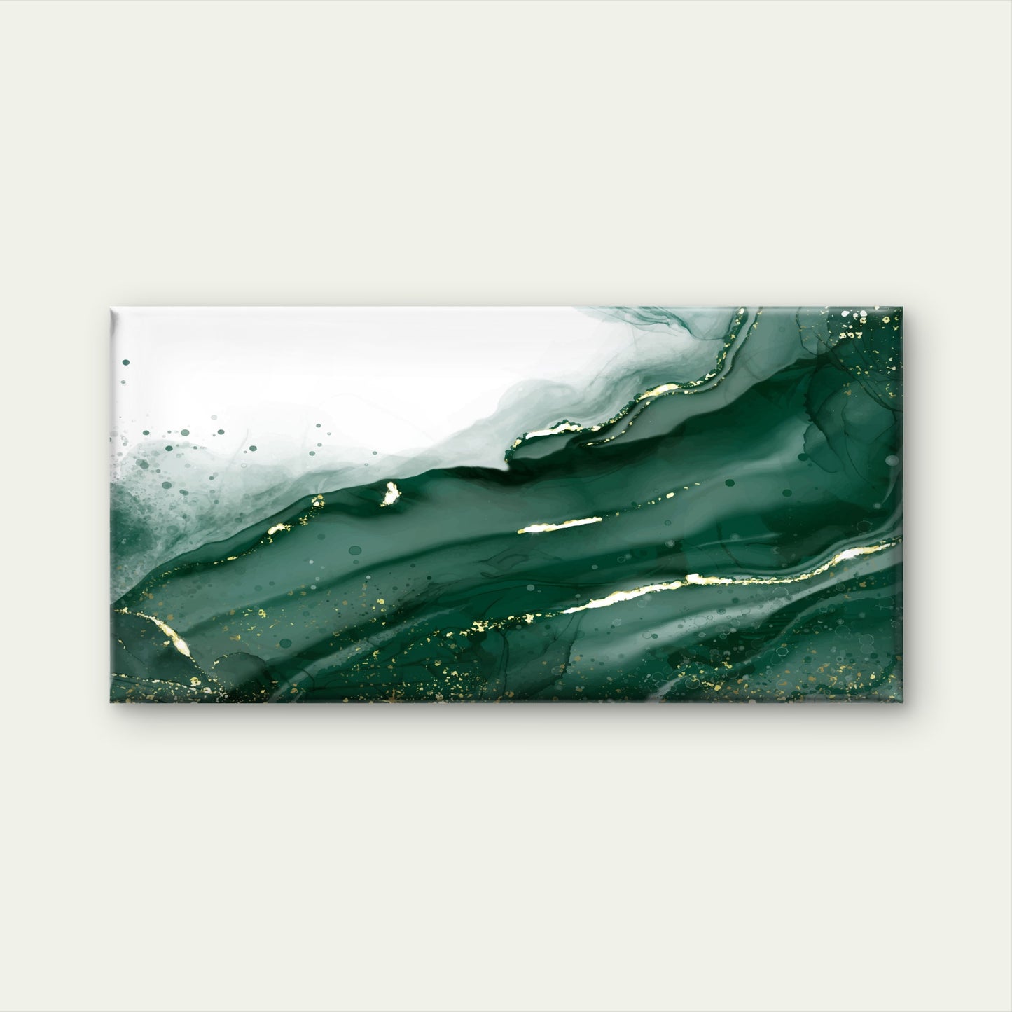 Emerald Gold Liquid Marble Wall Art Canvas Office Home Room Framed 120x60cm