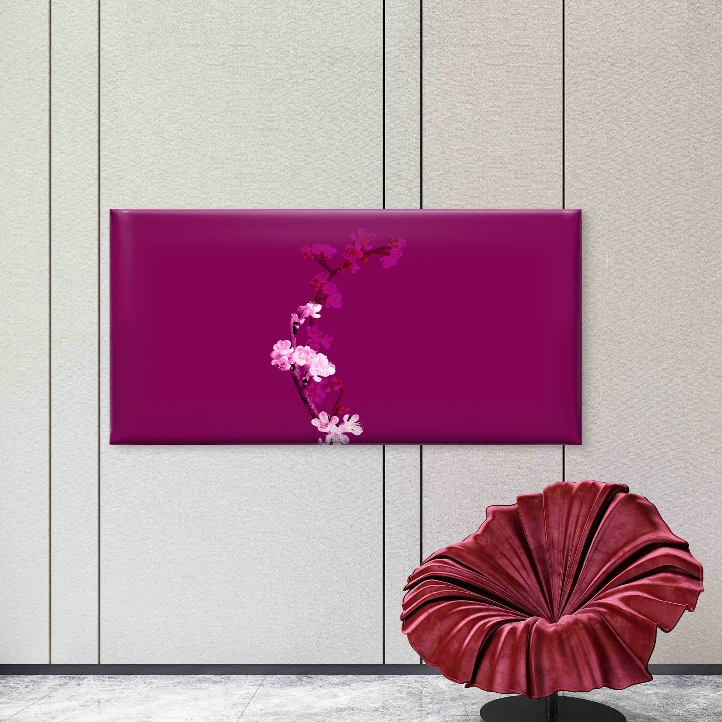 Delicate Pink Floral Art Wall Art Canvas Office Home Room Framed 120x60cm