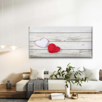 Hearts On Weathered Wood Wall Art Canvas Office Home Room Framed 120x60cm