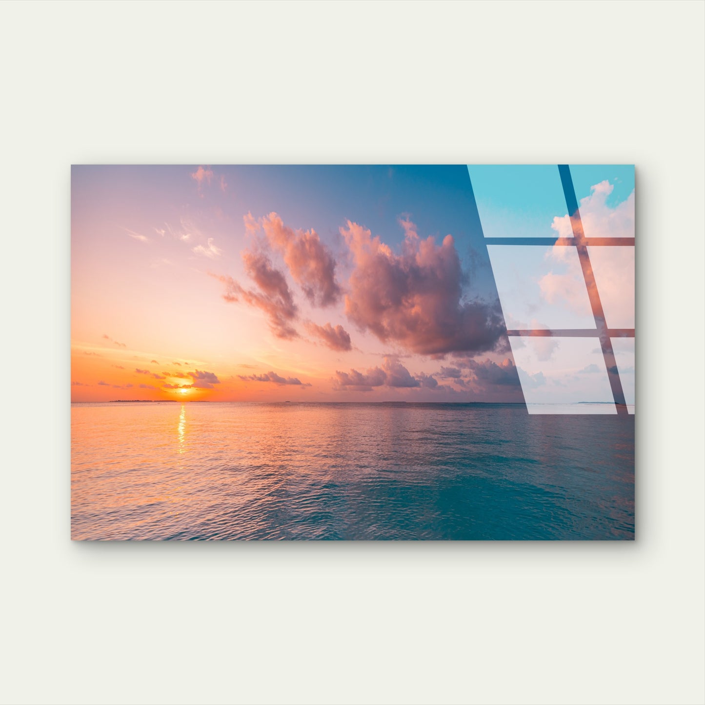 Maldives Tropical Ocean Sunset Beach  Acrylic Glass Printing Wall Art Australian Made Quality