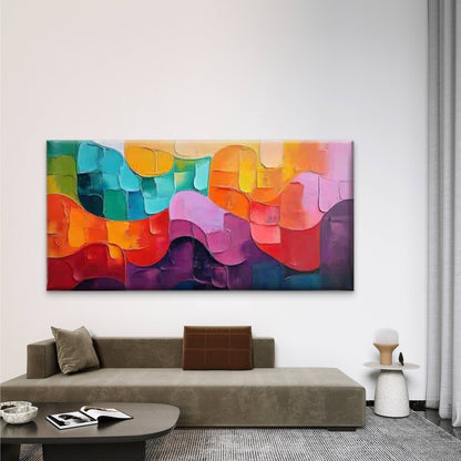 Impasto Style Abstract Design Wall Art Canvas Office Home Room Framed 120x60cm