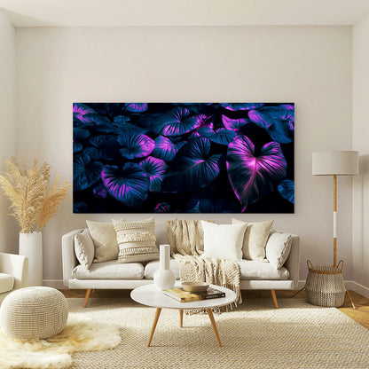 Lush Foliage With Electric Glow Wall Art Canvas Office Home Room Framed 120x60cm