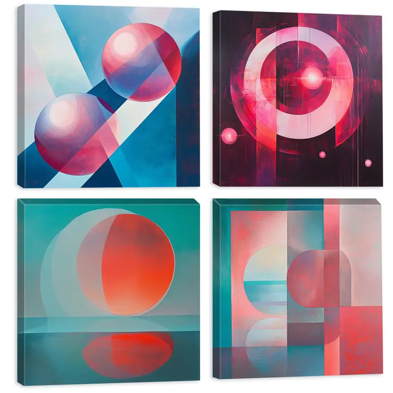 4pcs Minimalist Paintings, Natural Forms  Wall Art Canvas Framed