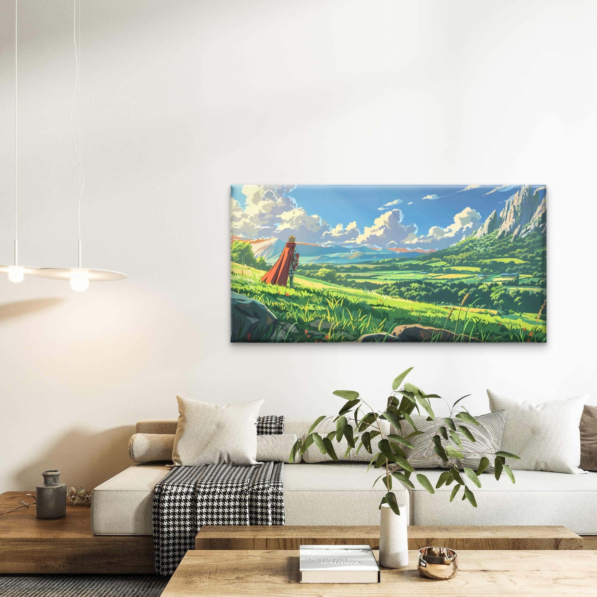 Knight Girl Medieval Illustrati Wall Art Canvas Office Home Room Framed 120x60cm - Bella Home Decor