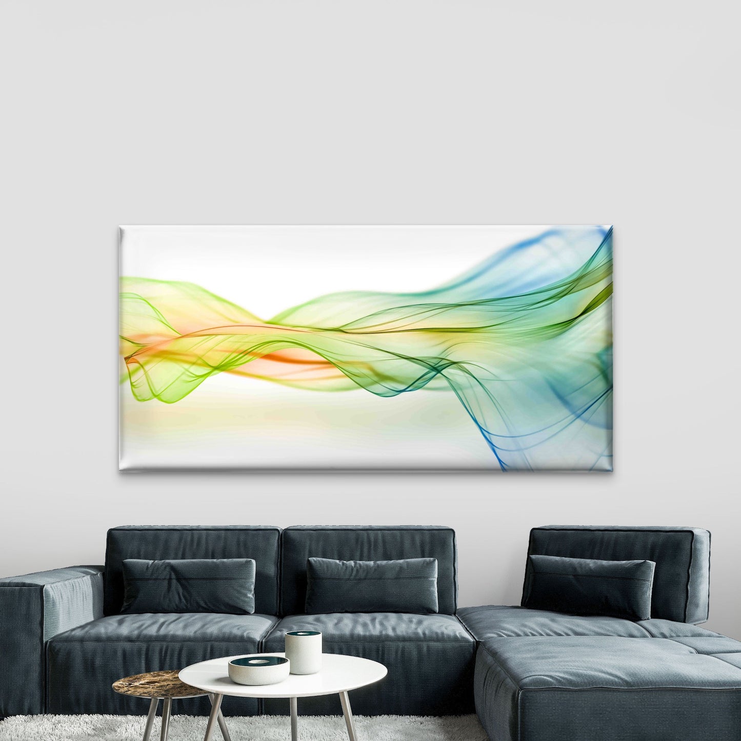 Abstract Wavy Lines Background Wall Art Canvas Office Home Room Framed 120x60cm