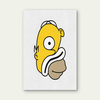 Minimalist Yellow Cartoon Portrait 40x60cm Metal Print Ready to Hang - Bella Home Decor