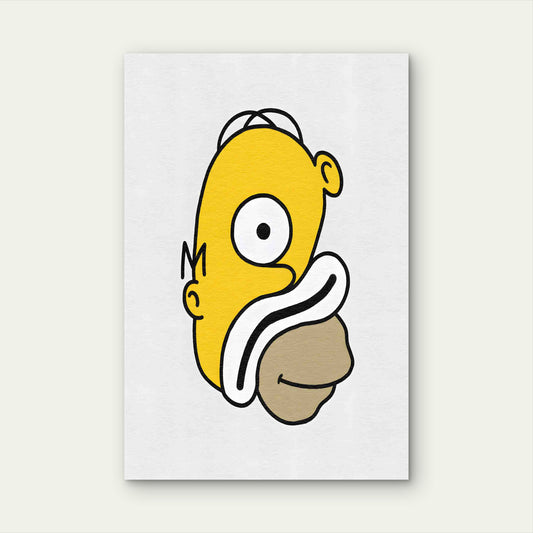 Minimalist Yellow Cartoon Portrait 40x60cm Metal Print Ready to Hang