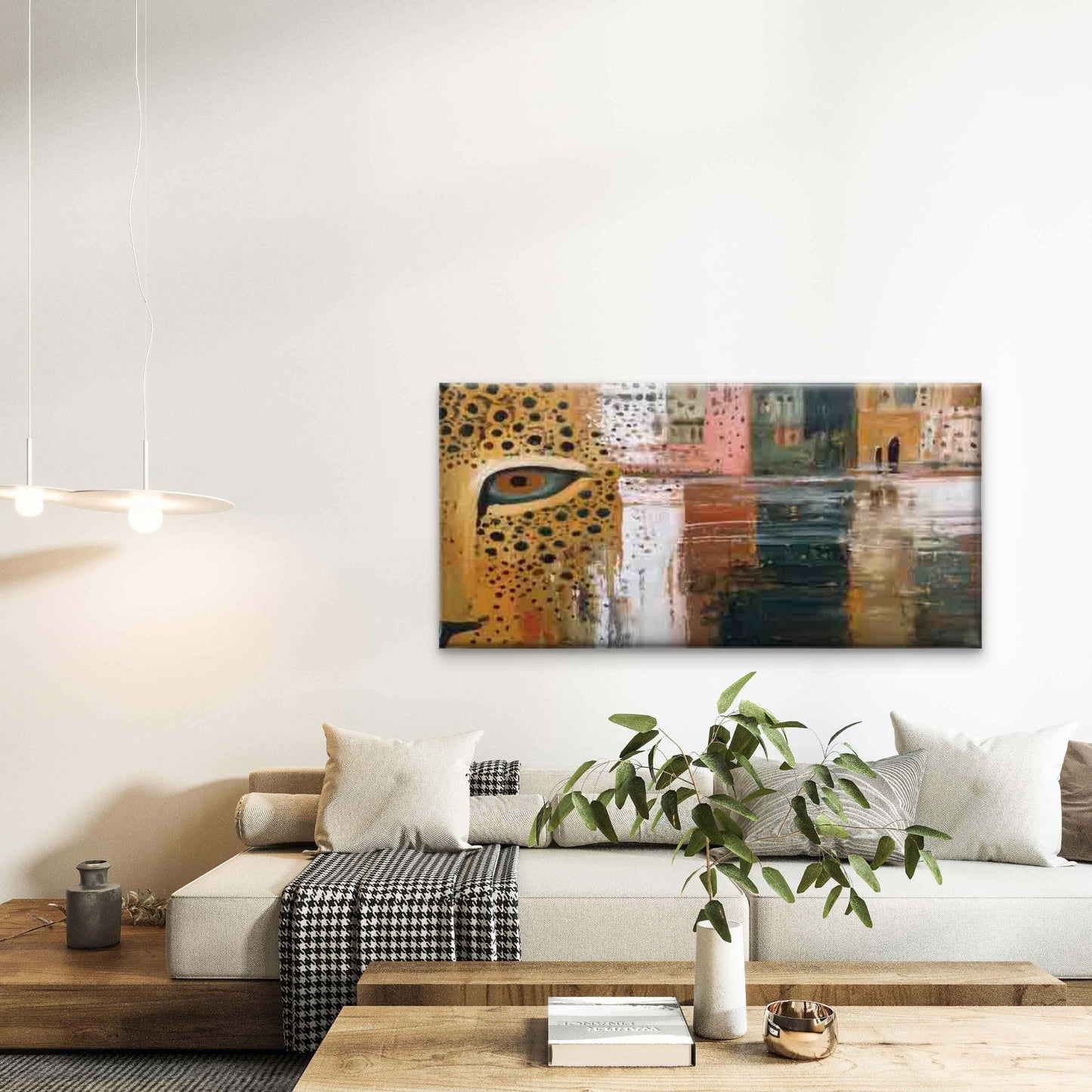 Abstract Leopard Eye Design Wall Art Canvas Office Home Room Framed 120x60cm - Bella Home Decor