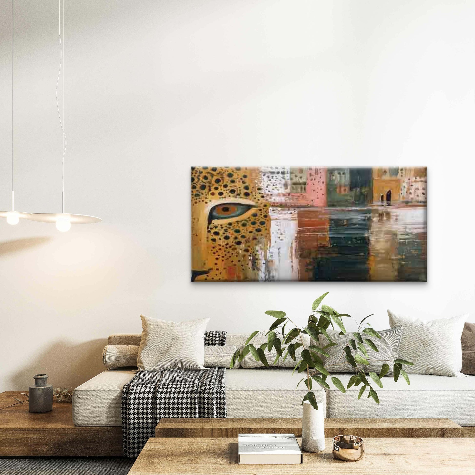 Abstract Leopard Eye Design Wall Art Canvas Office Home Room Framed 120x60cm - Bella Home Decor