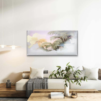 Abstract Tropical Palm Green Frond Wall Art Canvas Office Home Framed 120x60cm