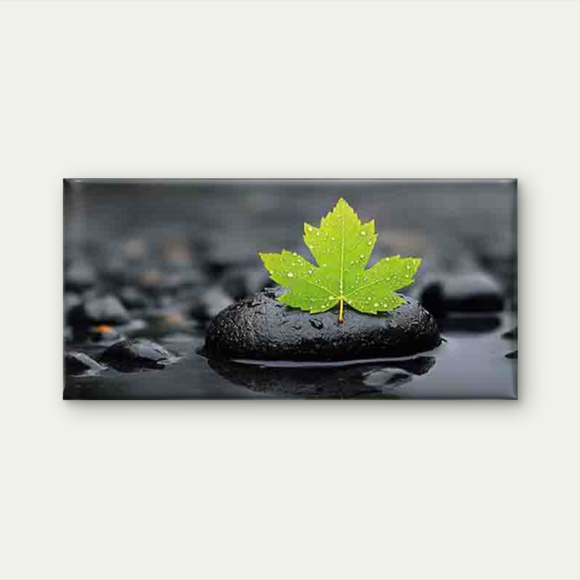Fresh Green Leaf and Water Wall Art Canvas Office Home Room Framed 120x60cm - Bella Home Decor