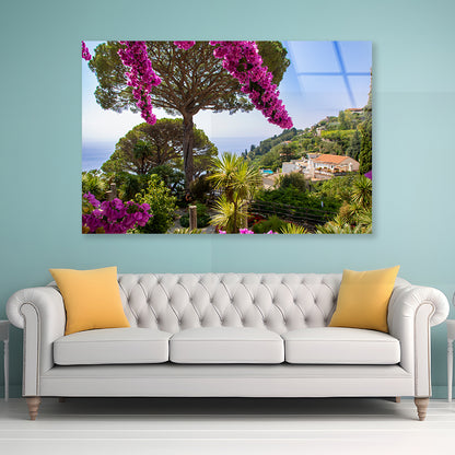 Umbrella Pine Tree and Flowers Acrylic Glass Print Tempered Glass Wall Art 100% Made in Australia Ready to Hang - Bella Home Decor