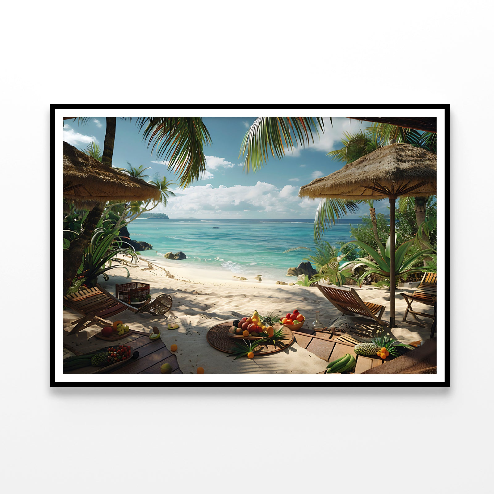 Beach with Palm Trees View Home Decor Premium Quality Poster Print Choose Your Sizes - Bella Home Decor