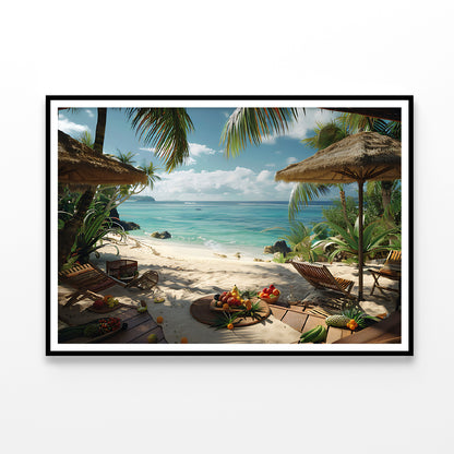 Beach with Palm Trees View Home Decor Premium Quality Poster Print Choose Your Sizes - Bella Home Decor