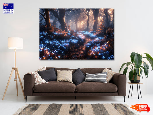 Forest with Red Leaves and Trees by Lights Print 100% Australian Made - Bella Home Decor