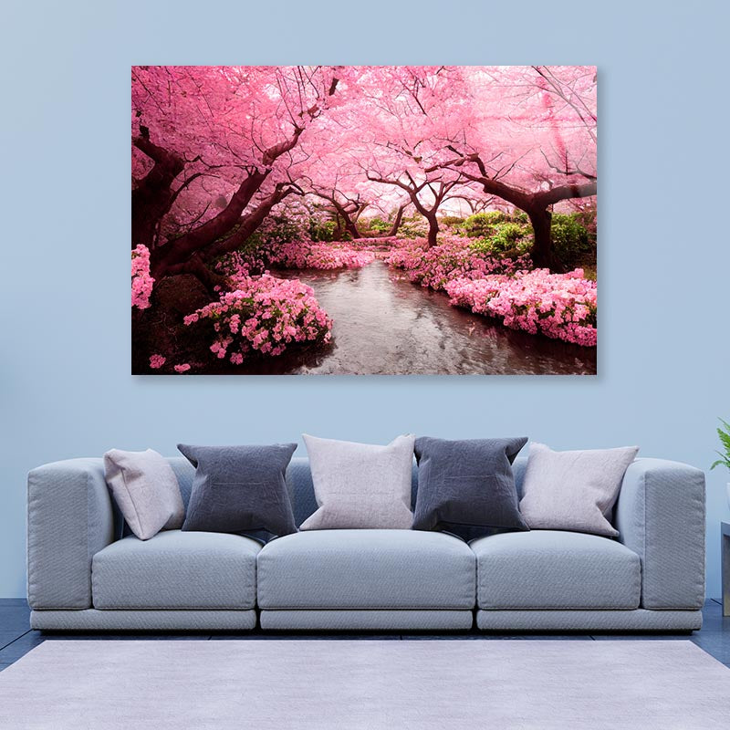 Blooming Pink Cherry Blossom Trees  Acrylic Glass Print Tempered Glass Wall Art 100% Made in Australia Ready to Hang