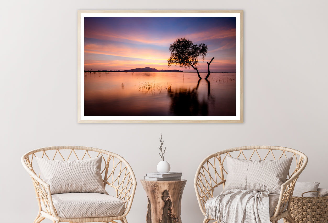 Tree and Lake in the Morning Home Decor Premium Quality Poster Print Choose Your Sizes