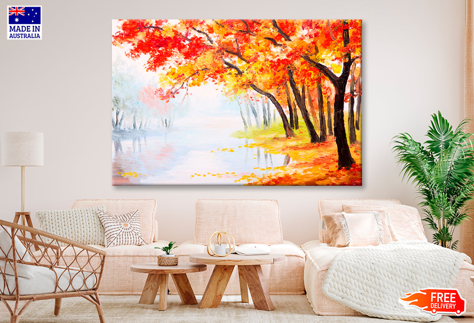 Autumn Forest Near The Lake Oil Painting Wall Art Limited Edition High Quality Print