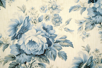 Blue Floral Vintage Wallpaper Print 100% Australian Made - Bella Home Decor