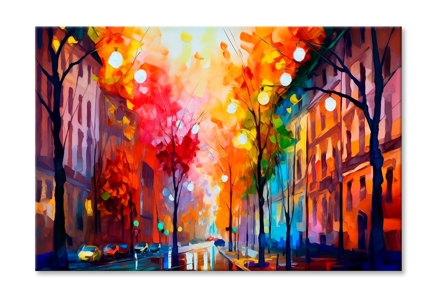 City In Autumn, Scenic Landscape With A Pleasant Trees Oil Painting Limited Edition High Quality Print Stretched Canvas None