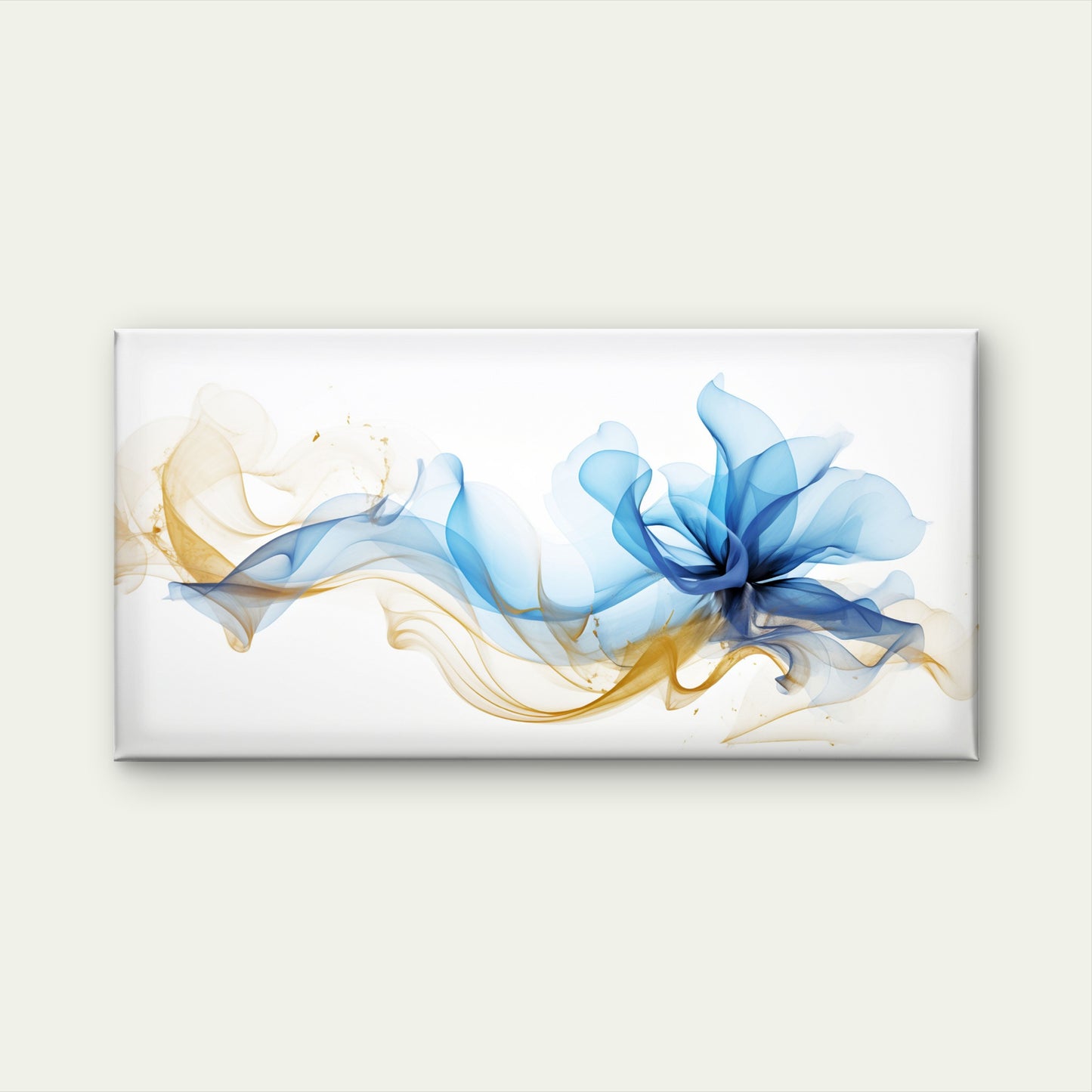 Blue Gold Fluid Silk Wave Wall Art Canvas Office Home Room Framed 120x60cm - Bella Home Decor