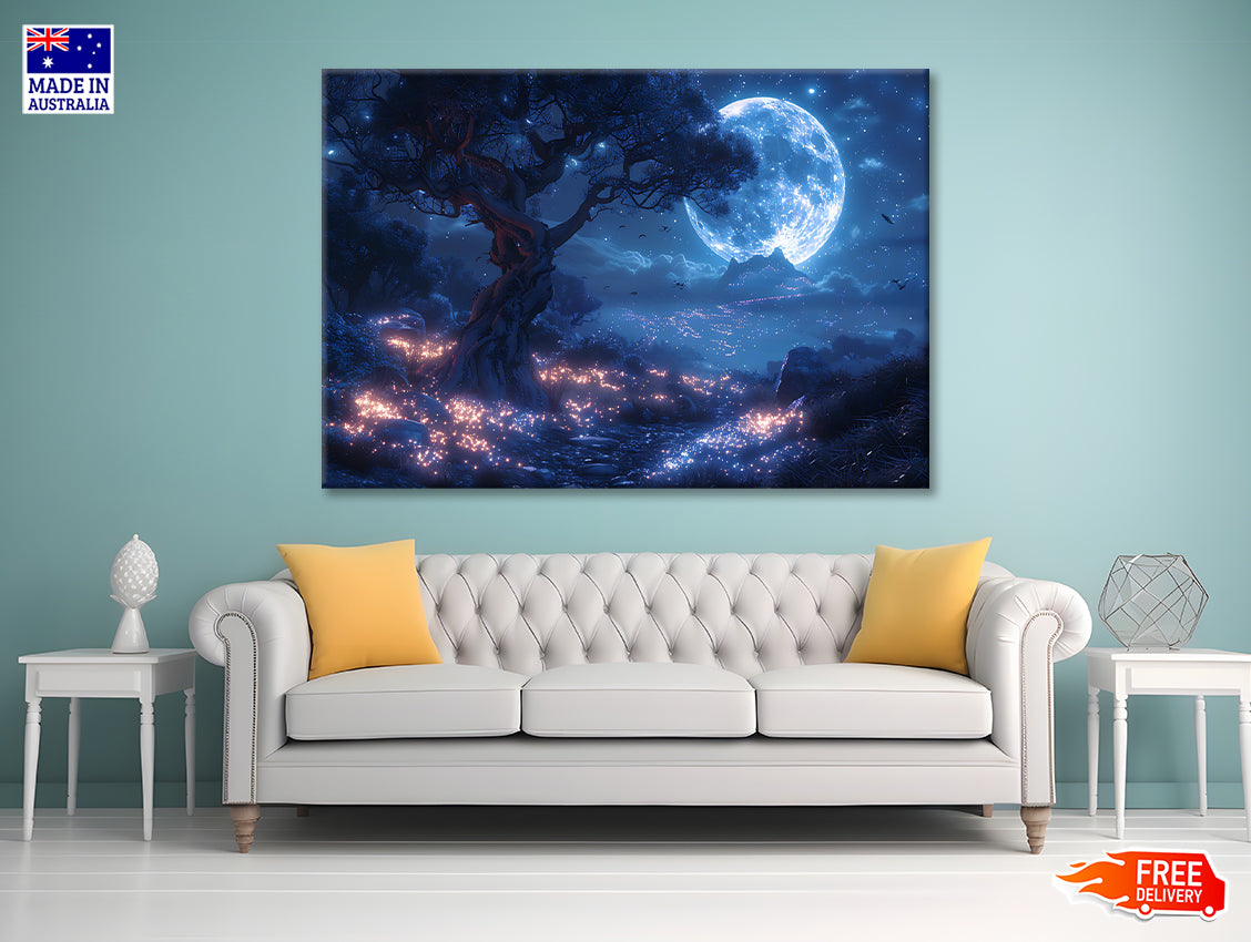 A Tree with Lights in the Background Print 100% Australian Made - Bella Home Decor