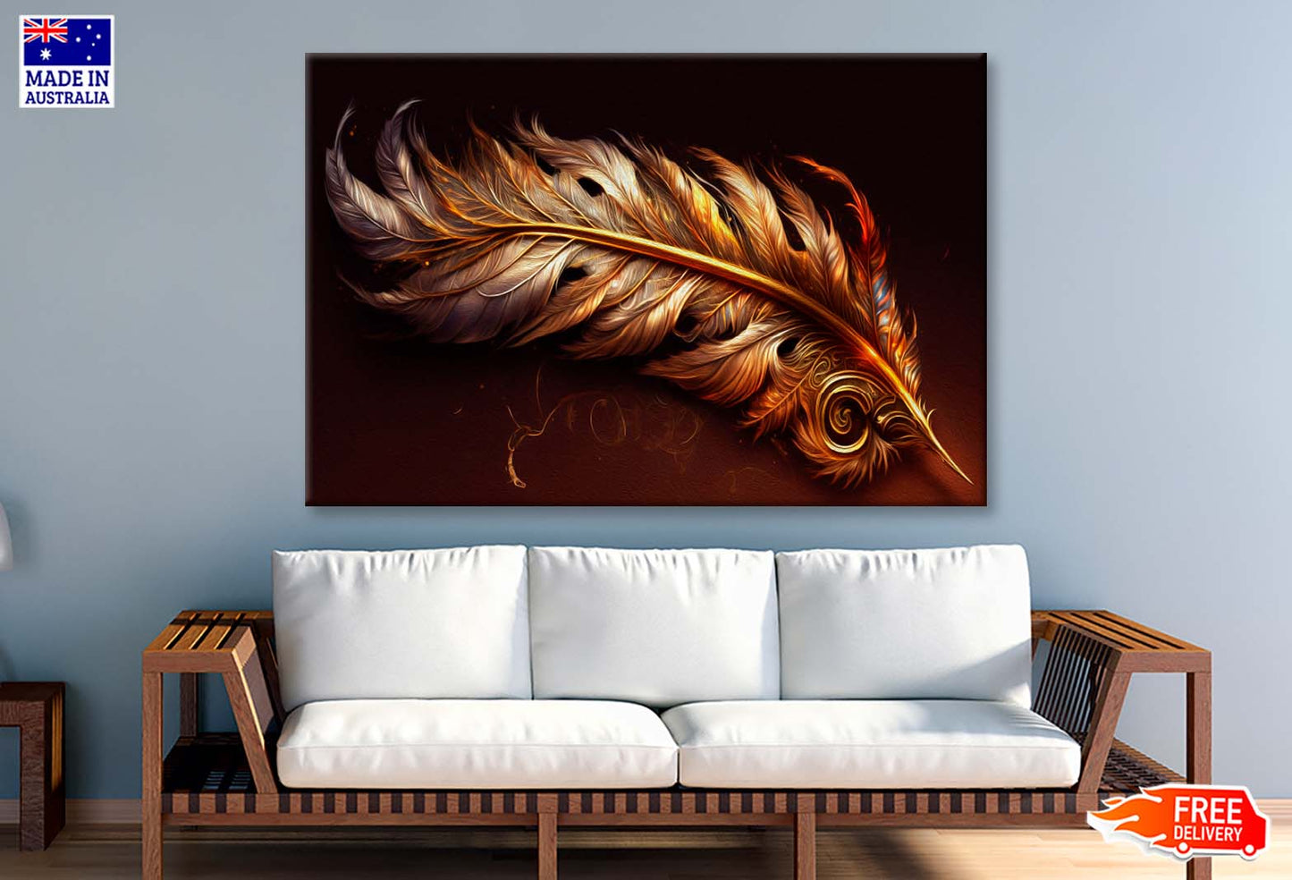 Golden Feather of The Firebird Wall Art Limited Edition High Quality Print