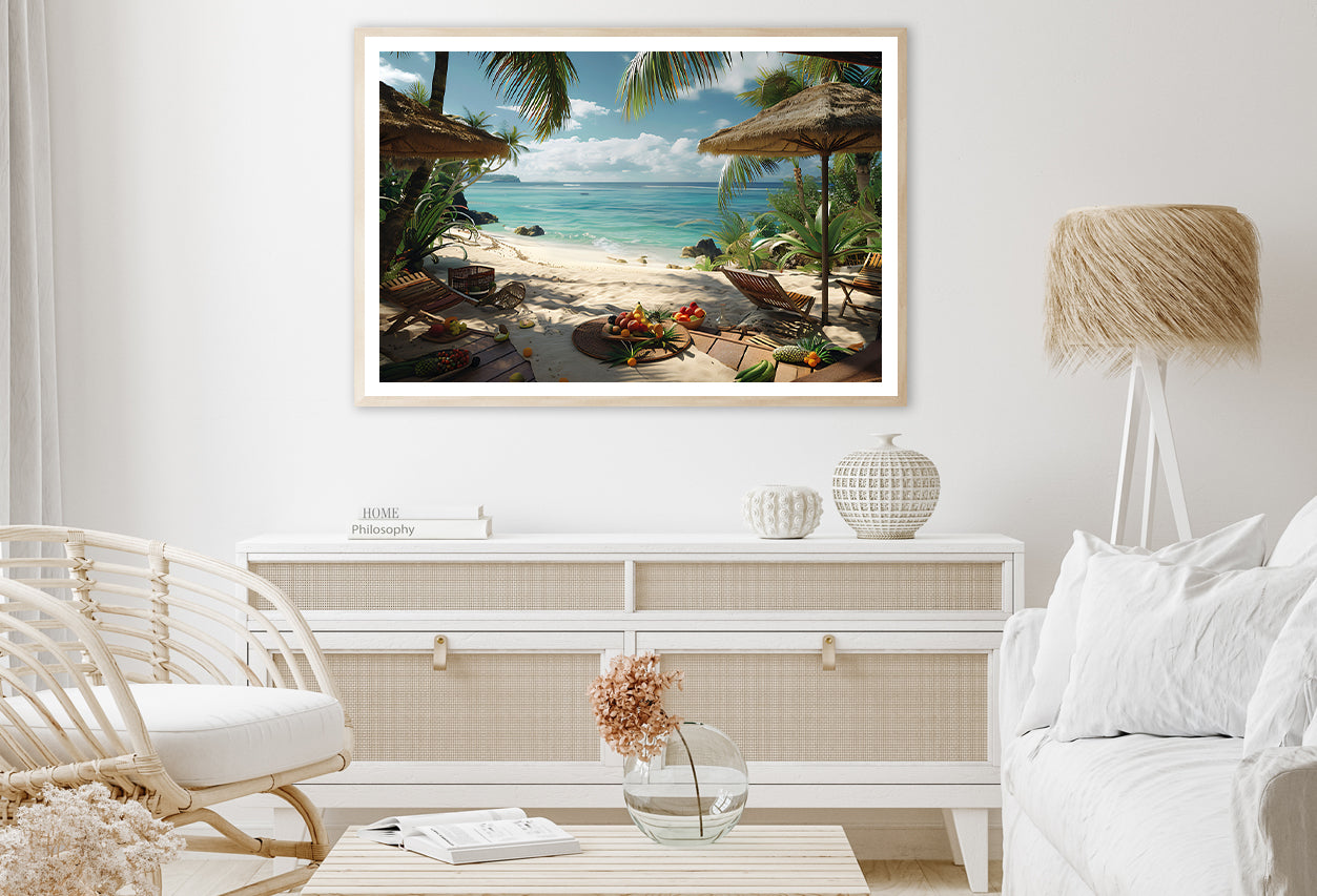 Beach with Palm Trees View Home Decor Premium Quality Poster Print Choose Your Sizes - Bella Home Decor