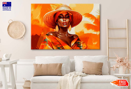 Girl wearing Hat Abstract Oil Painting Wall Art Limited Edition High Quality Print