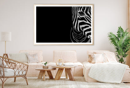 Half Face of Zebra with Black Home Decor Premium Quality Poster Print Choose Your Sizes