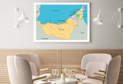 United Arab Emirates Political Map Home Decor Premium Quality Poster Print Choose Your Sizes