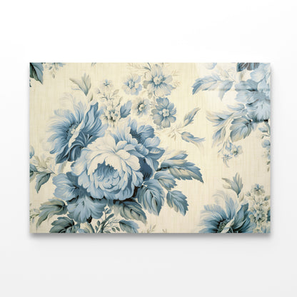Blue Floral Vintage Wallpaper Acrylic Glass Print Tempered Glass Wall Art 100% Made in Australia Ready to Hang - Bella Home Decor
