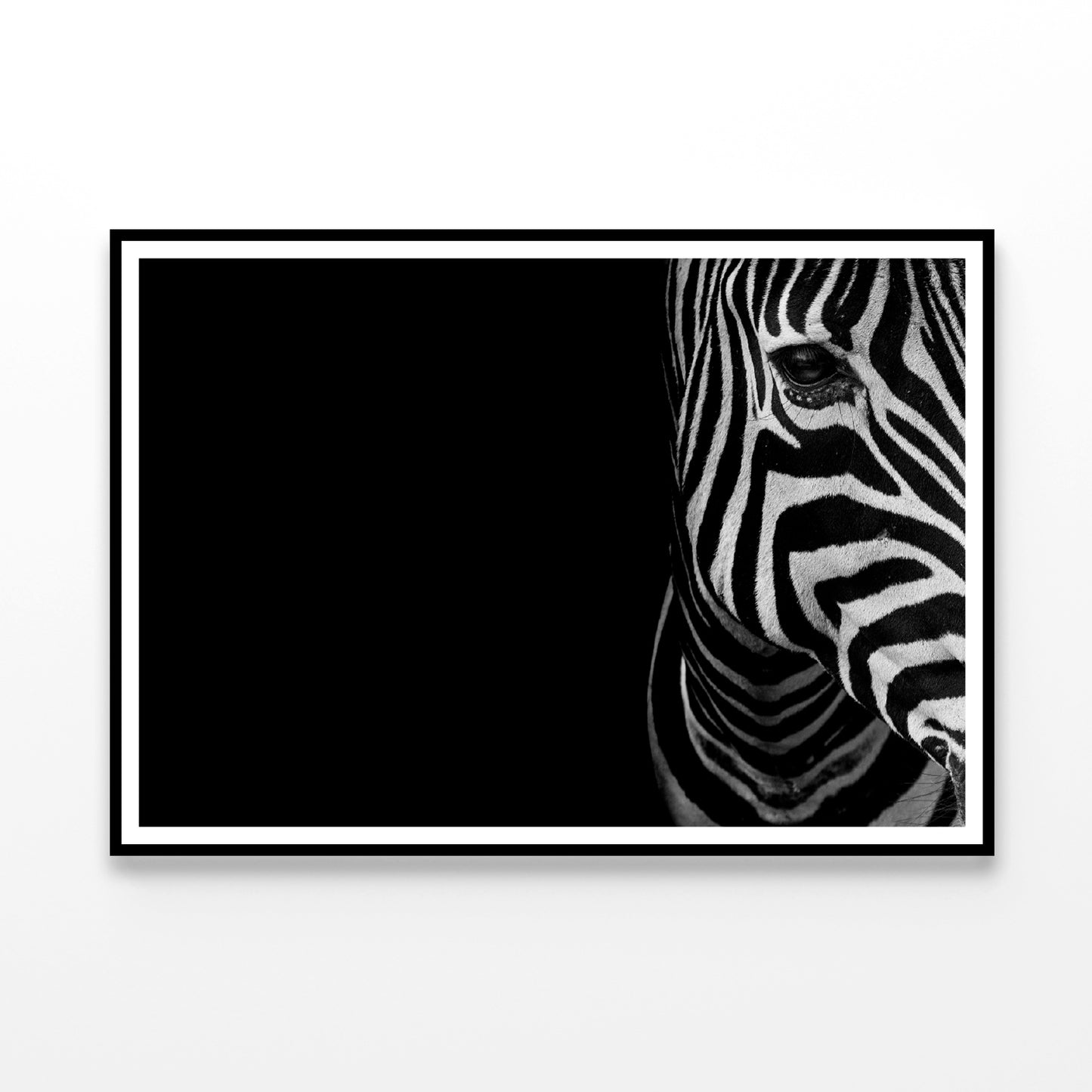 Half Face of Zebra with Black Home Decor Premium Quality Poster Print Choose Your Sizes