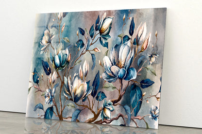 Branch of Watercolor Flowers Acrylic Glass Print Tempered Glass Wall Art 100% Made in Australia Ready to Hang - Bella Home Decor