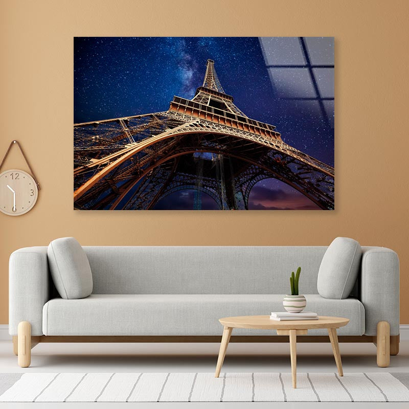 Eiffel Tower Under a Starr Sky Acrylic Glass Print Tempered Glass Wall Art 100% Made in Australia Ready to Hang