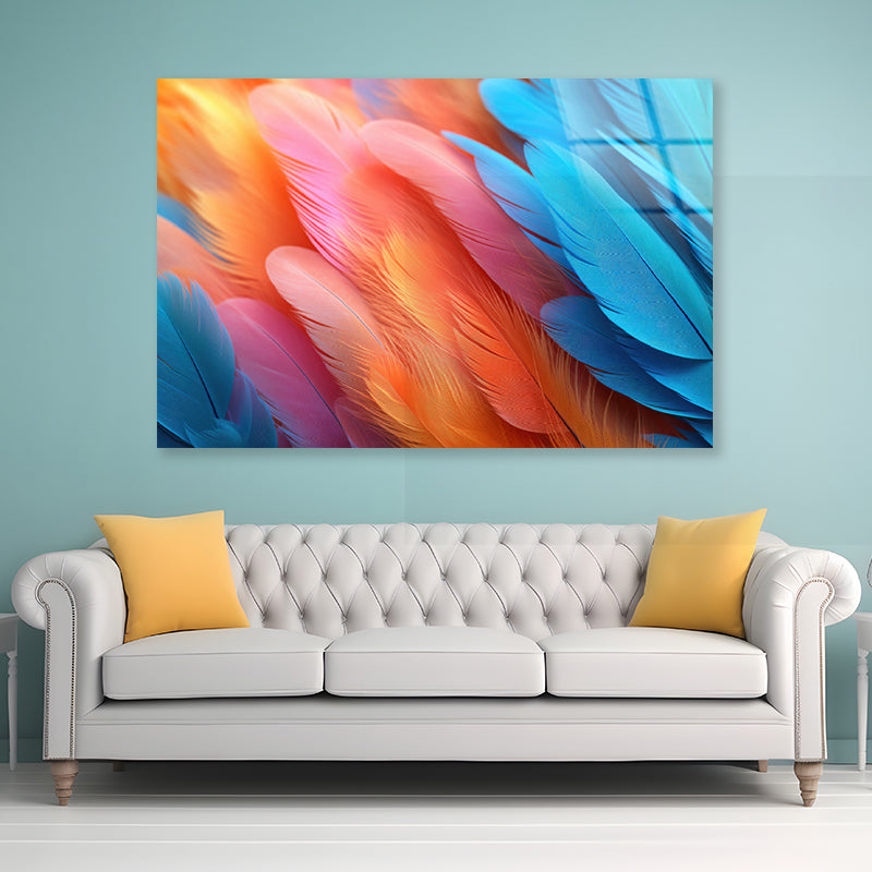 Feathers of a Bird Acrylic Glass Print Tempered Glass Wall Art 100% Made in Australia Ready to Hang - Bella Home Decor