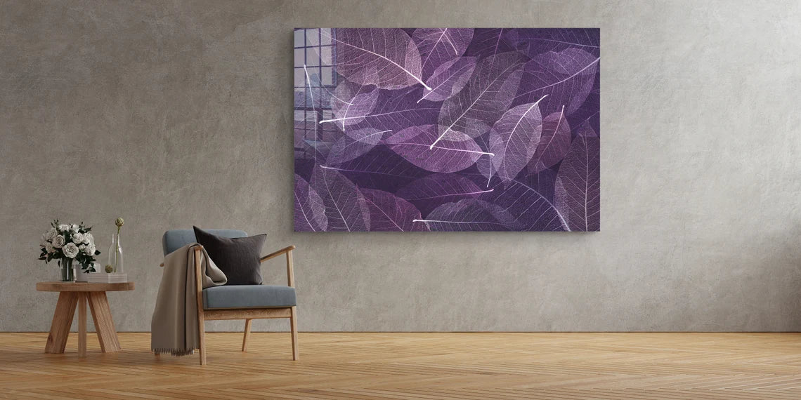 Purple Leaves Abstract UV Direct Aluminum Print Australian Made Quality