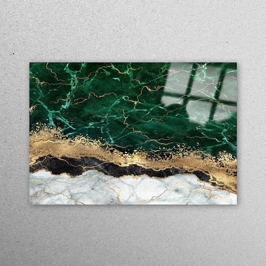 Alcohol Ink Green Marble Acrylic Glass Print Tempered Glass Wall Art 100% Made in Australia Ready to Hang