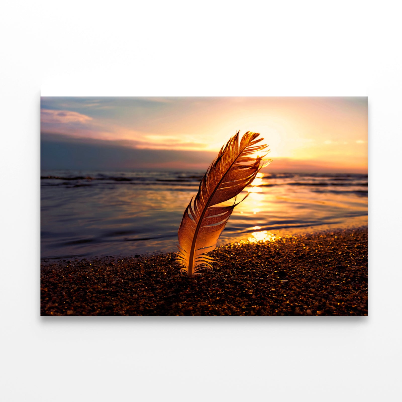 Feather With Sunset in Seashore Print 100% Australian Made - Bella Home Decor