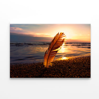 Feather With Sunset in Seashore Print 100% Australian Made - Bella Home Decor