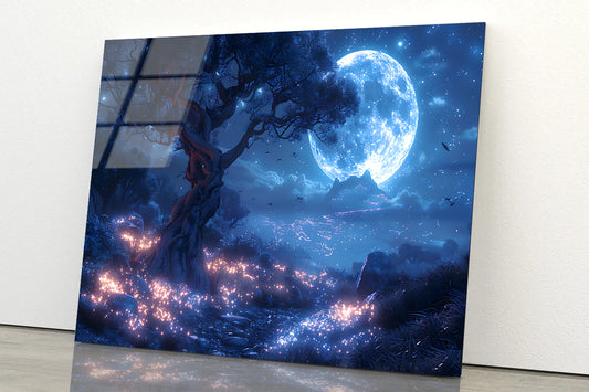 A Tree with Lights in the Background Acrylic Glass Print Tempered Glass Wall Art 100% Made in Australia Ready to Hang - Bella Home Decor
