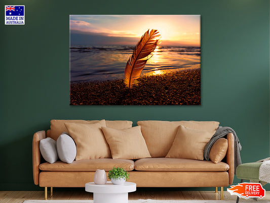 Feather With Sunset in Seashore Print 100% Australian Made - Bella Home Decor