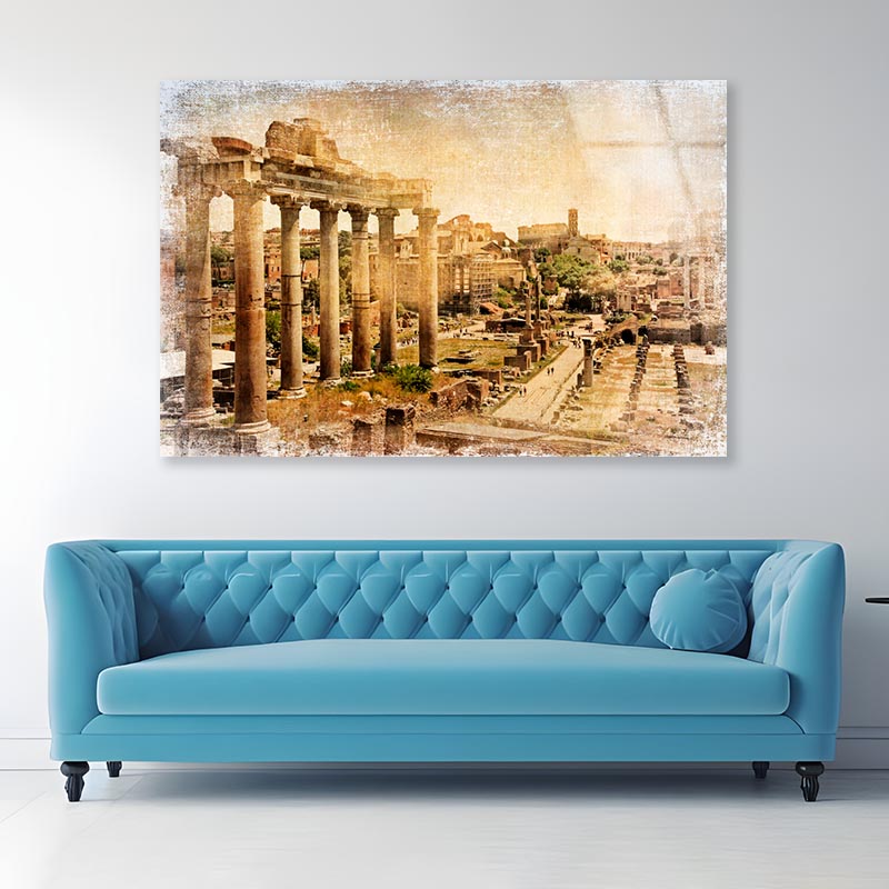 Roman Forums - Artistic Retro Styled Picture Acrylic Glass Print Tempered Glass Wall Art 100% Made in Australia Ready to Hang