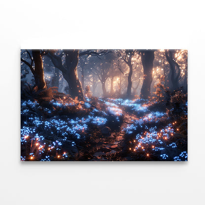 Forest with Red Leaves and Trees by Lights Print 100% Australian Made - Bella Home Decor