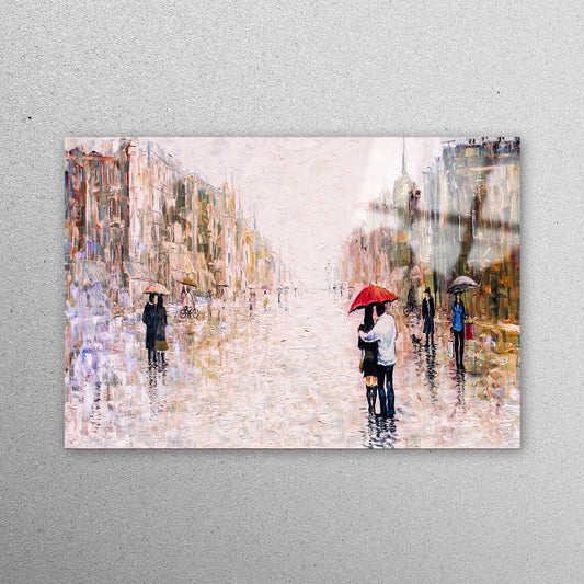 Couple With Red Umbrella Acrylic Glass Print Tempered Glass Wall Art 100% Made in Australia Ready to Hang