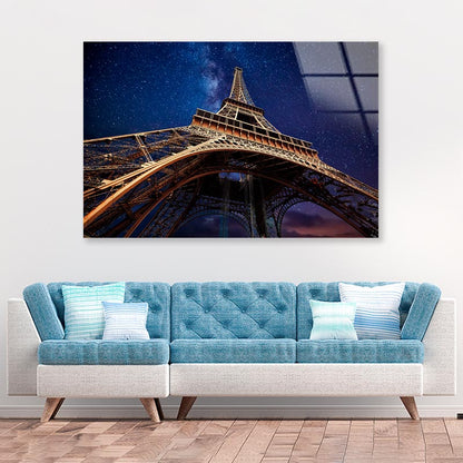 Eiffel Tower Under a Starr Sky Acrylic Glass Print Tempered Glass Wall Art 100% Made in Australia Ready to Hang